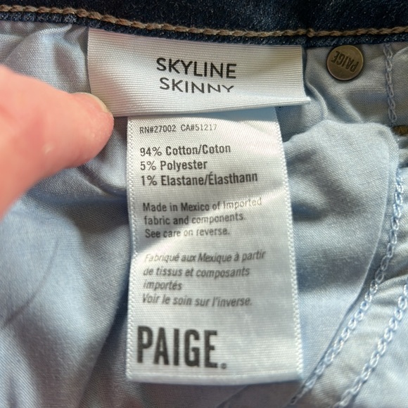 PAIGE Skyline Skinny, medium wash, stretch denim jeans, size 26, EUC. - Picture 6 of 6